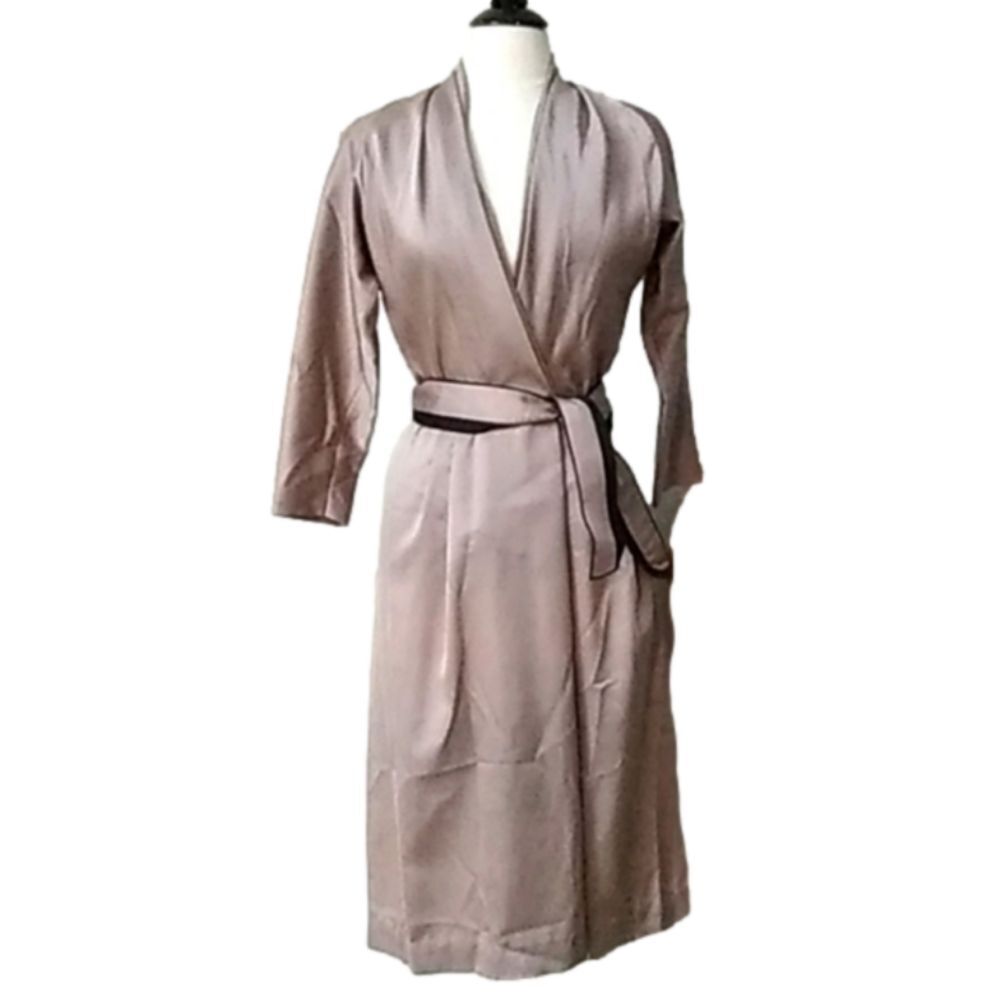𝅺Vintage Ayres Silky Satin Wrap Shirt Dress Union Made